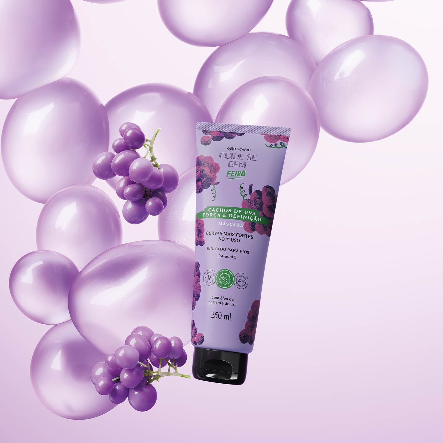 Máscara Capilar Cuide-se Bem Feira Cachos de Uva 250ml