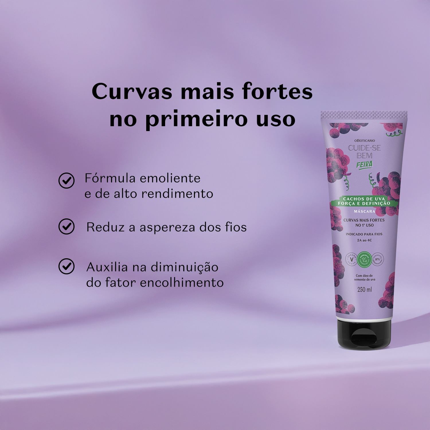 Máscara Capilar Cuide-se Bem Feira Cachos de Uva 250ml