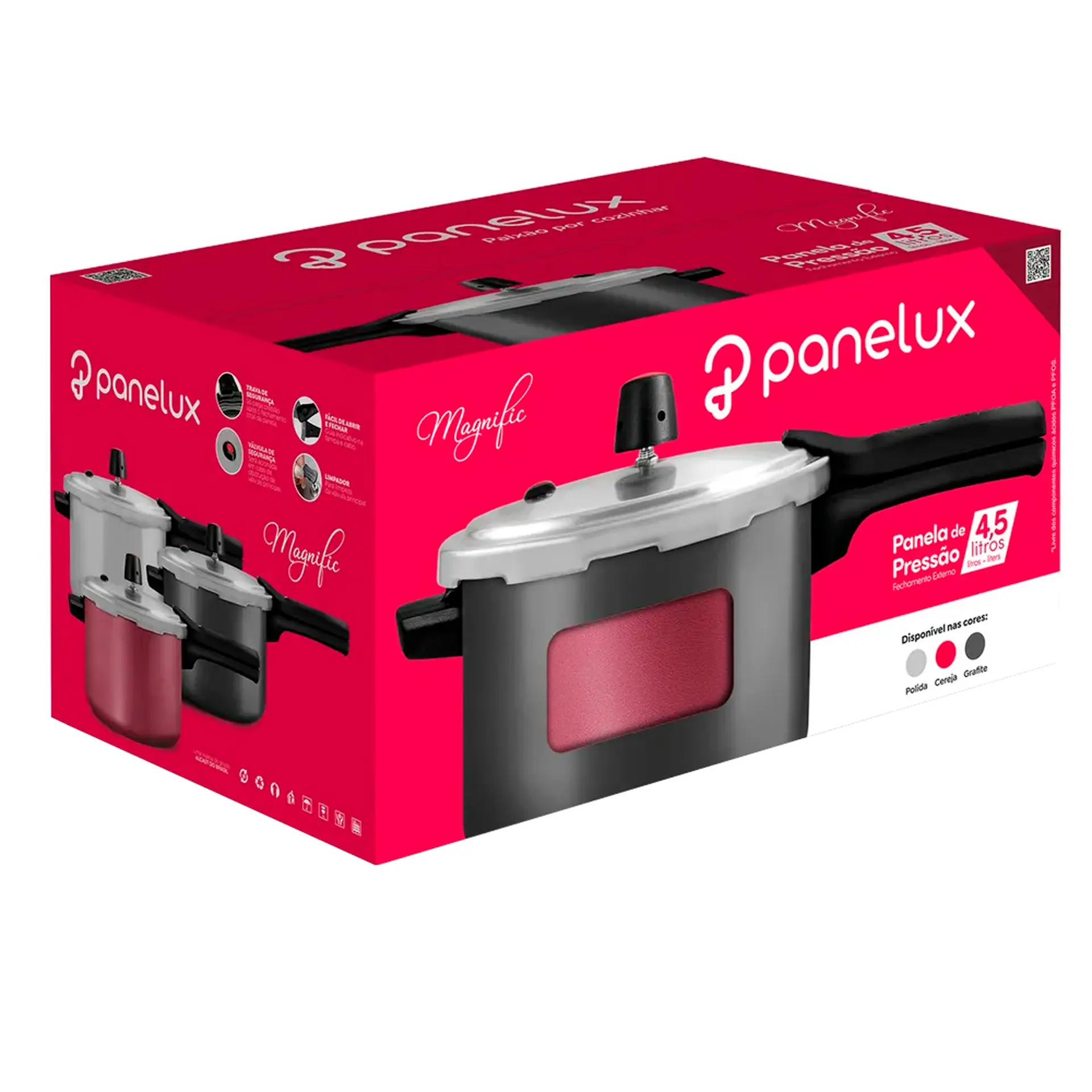 Panela de Pressão Panelux 4,5L Maganific - Cereja