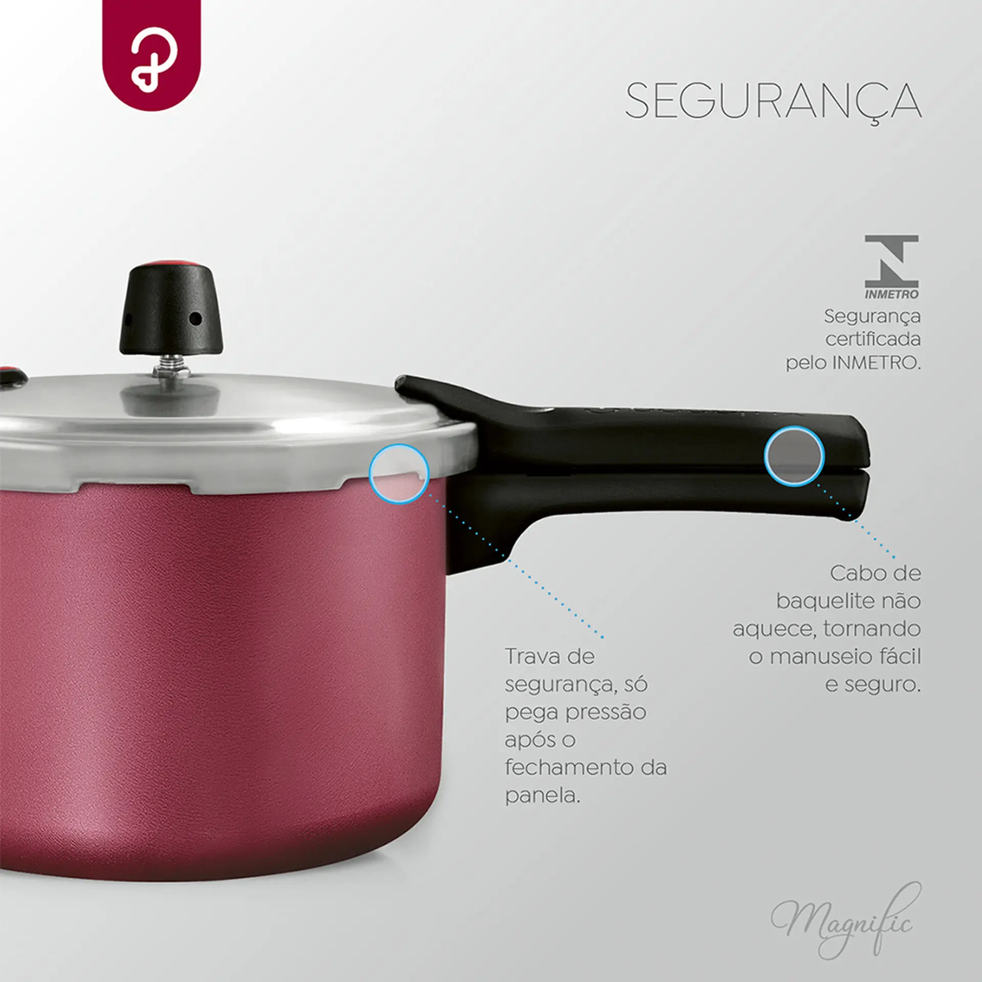 Panela de Pressão Panelux 4,5L Maganific - Cereja