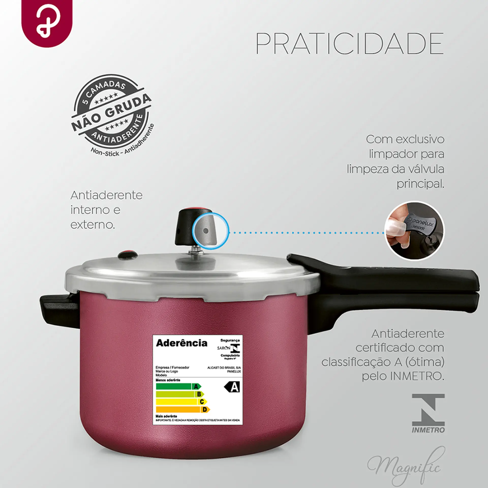 Panela de Pressão Panelux 4,5L Maganific - Cereja