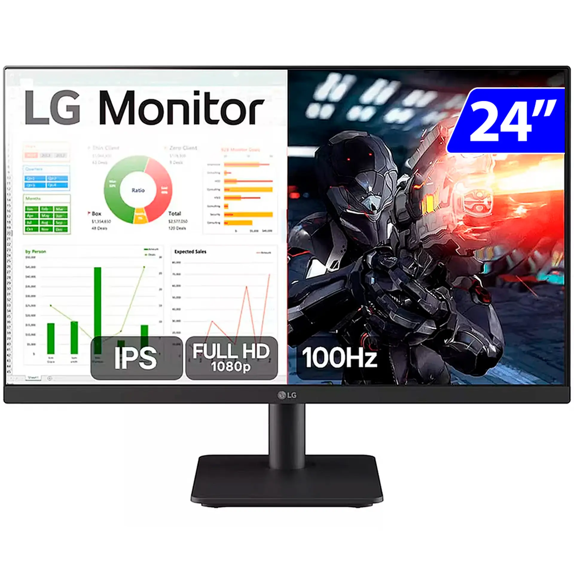 Monitor Gamer LG 24MS500 24" Full HD 100Hz IPS HDMI - Preto - Bivolt