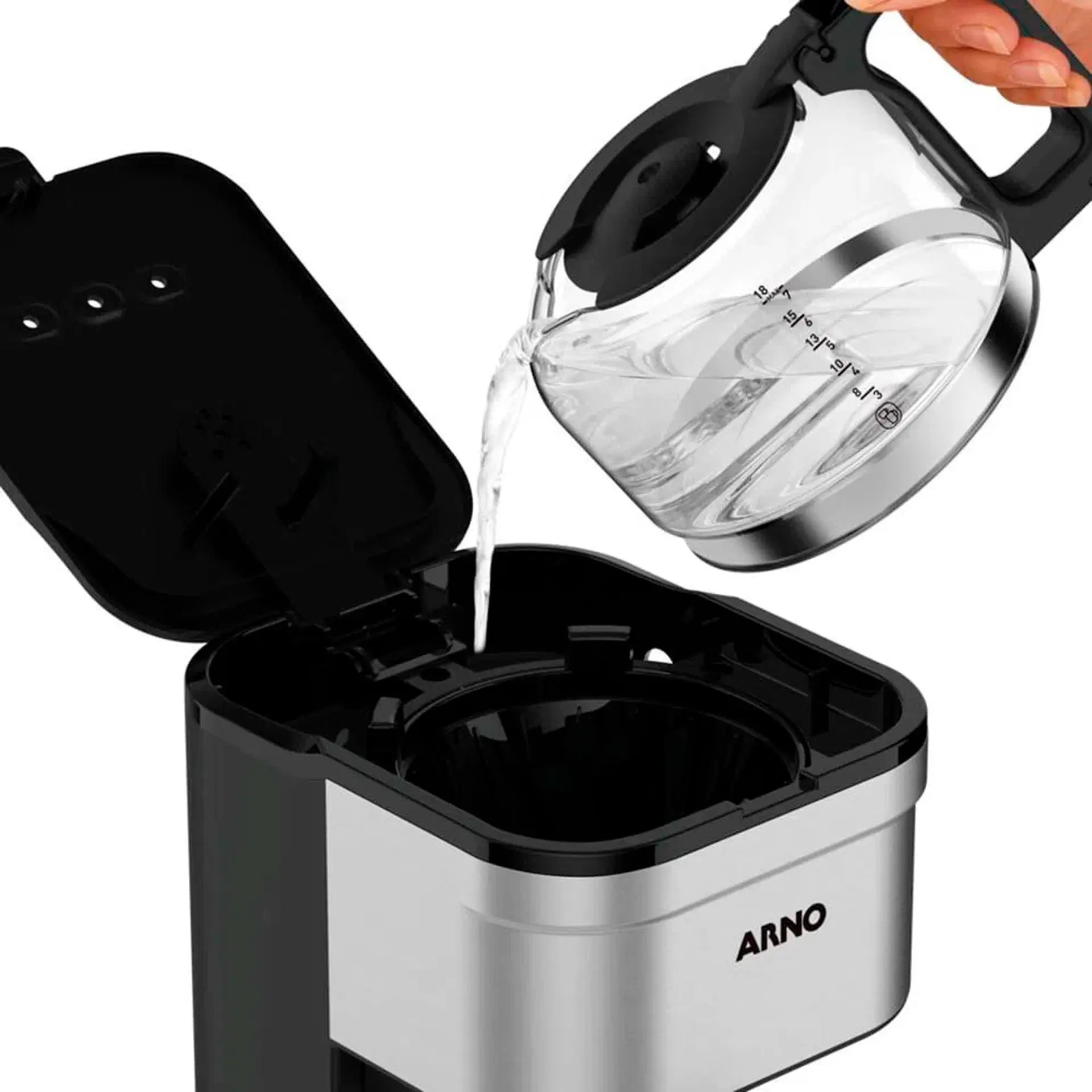 Cafeteira Elétrica Arno Filtro Preferita CFPF 18 Xícaras - Preto/Inox - 110 Volts