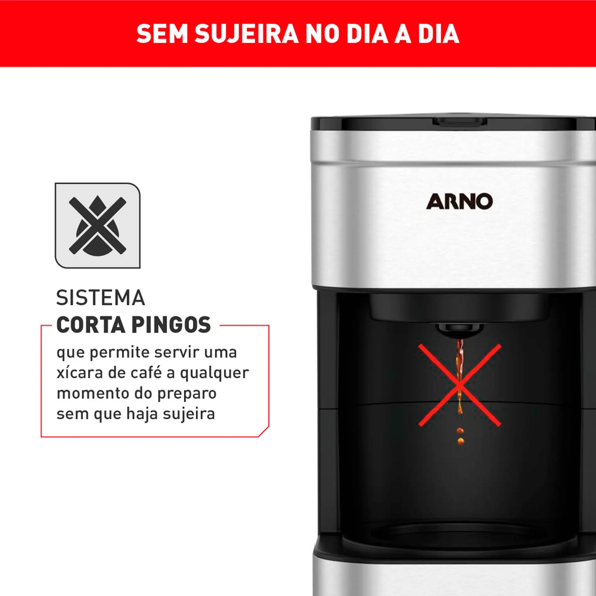 Cafeteira Elétrica Arno Filtro Preferita CFPF 18 Xícaras - Preto/Inox - 110 Volts