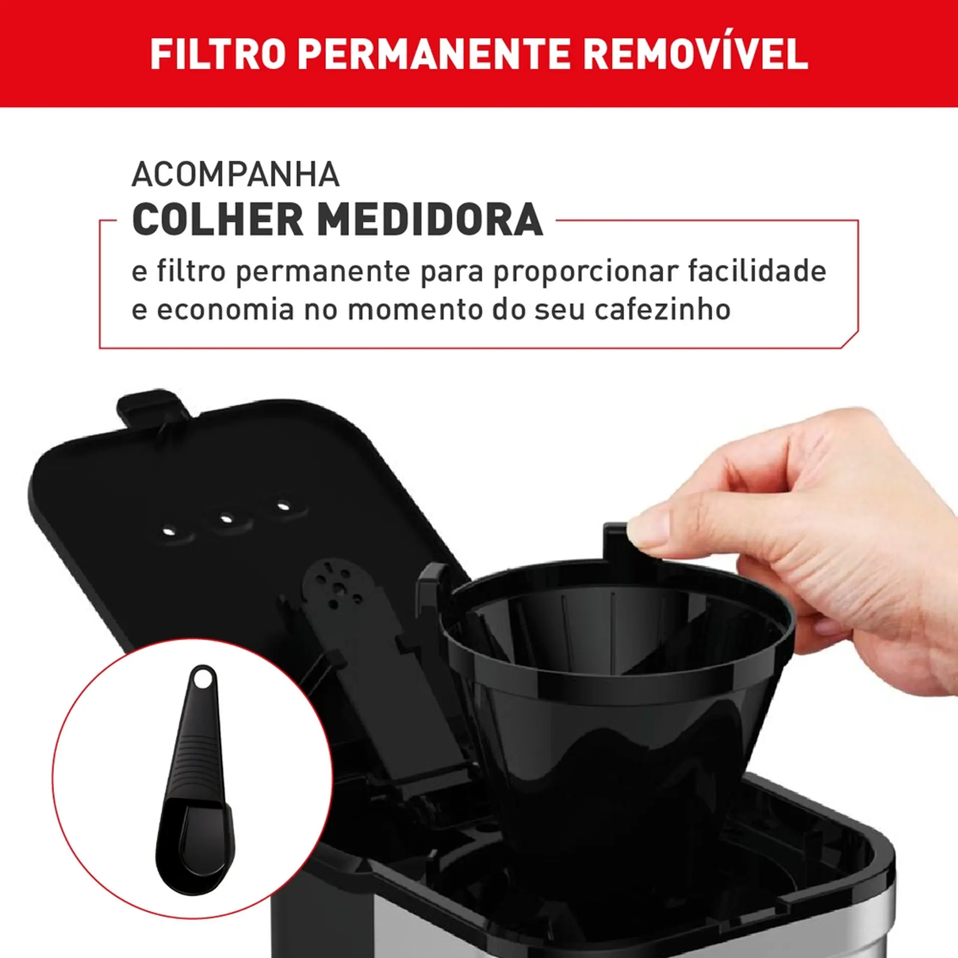 Cafeteira Elétrica Arno Filtro Preferita CFPF 18 Xícaras - Preto/Inox - 110 Volts
