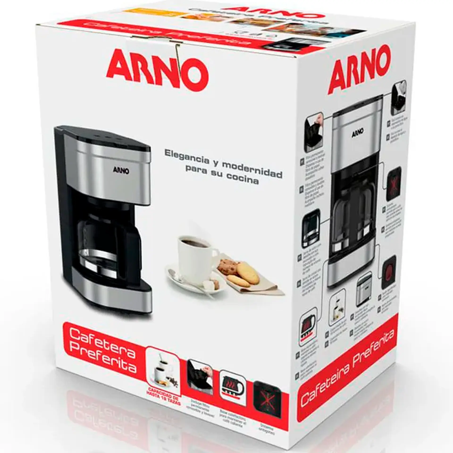 Cafeteira Elétrica Arno Filtro Preferita CFPF 18 Xícaras - Preto/Inox - 110 Volts