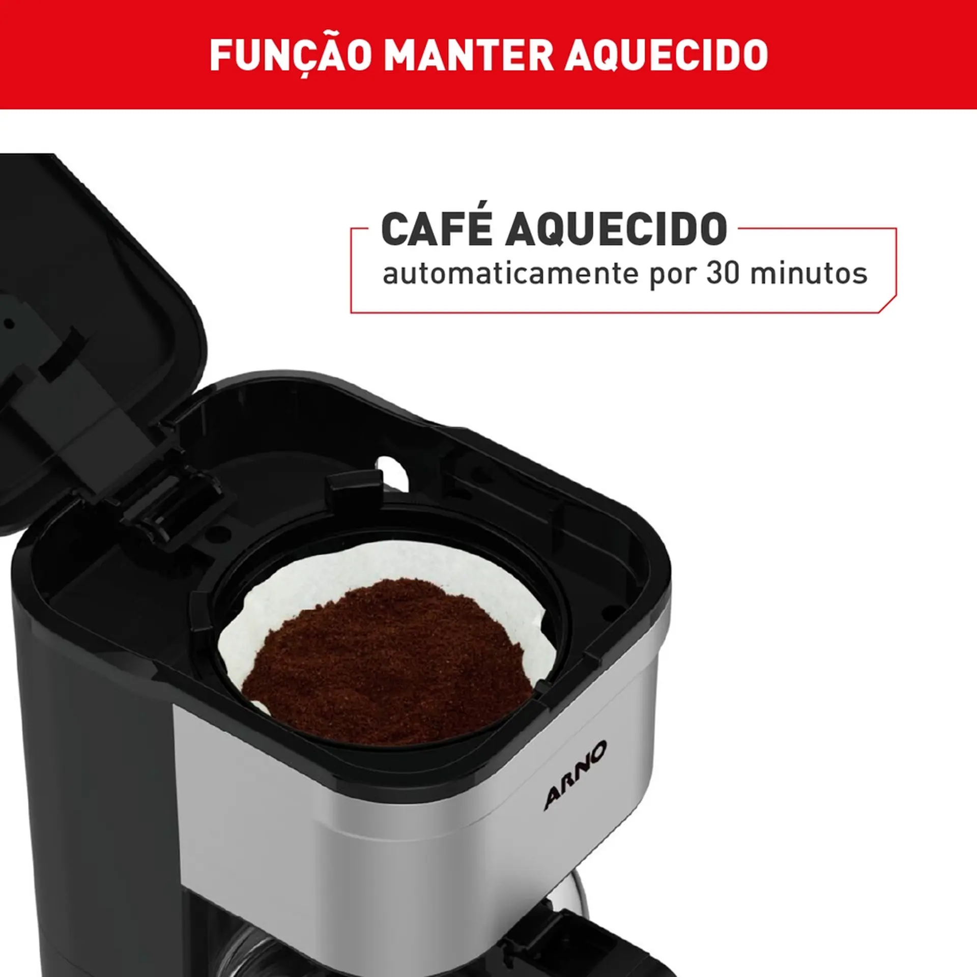 Cafeteira Elétrica Arno Filtro Preferita CFPF 18 Xícaras - Preto/Inox - 110 Volts