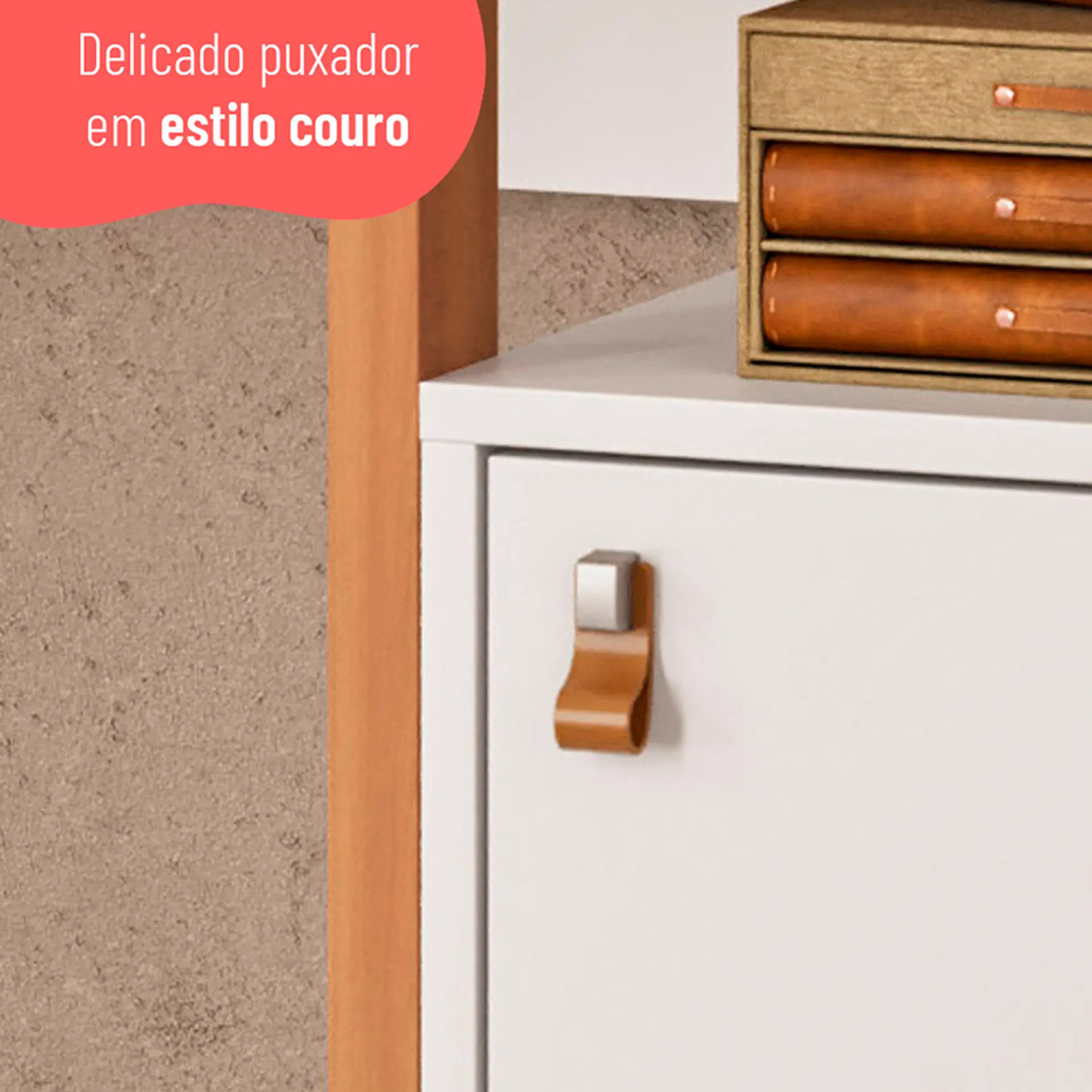 Escrivaninha 1 porta 1 nicho MDP Versa Home Telasul - Freijo/Branco