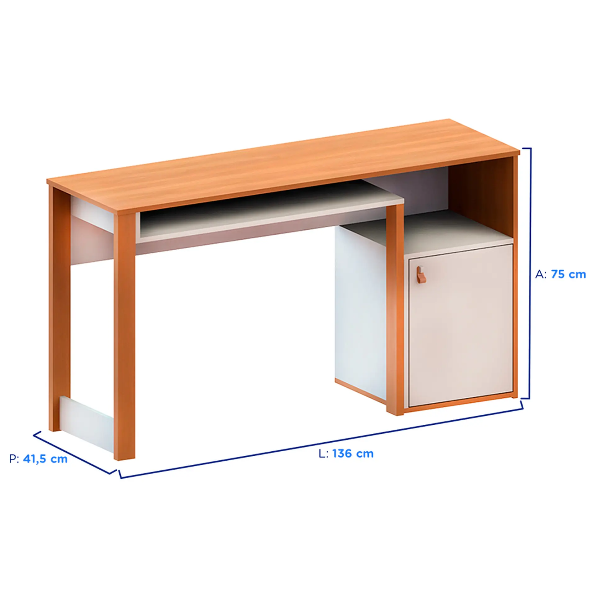 Escrivaninha 1 porta 1 nicho MDP Versa Home Telasul - Freijo/Branco