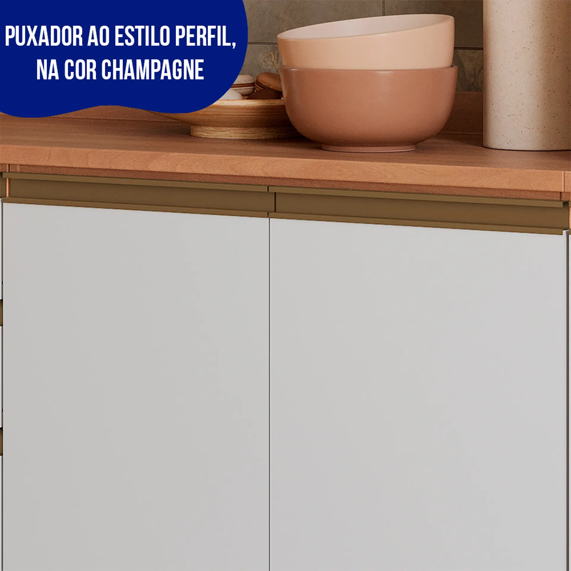 Balcão com Tampo 2 Portas em MDP 80cm Macadâmia Telasul - Freijo/Branco