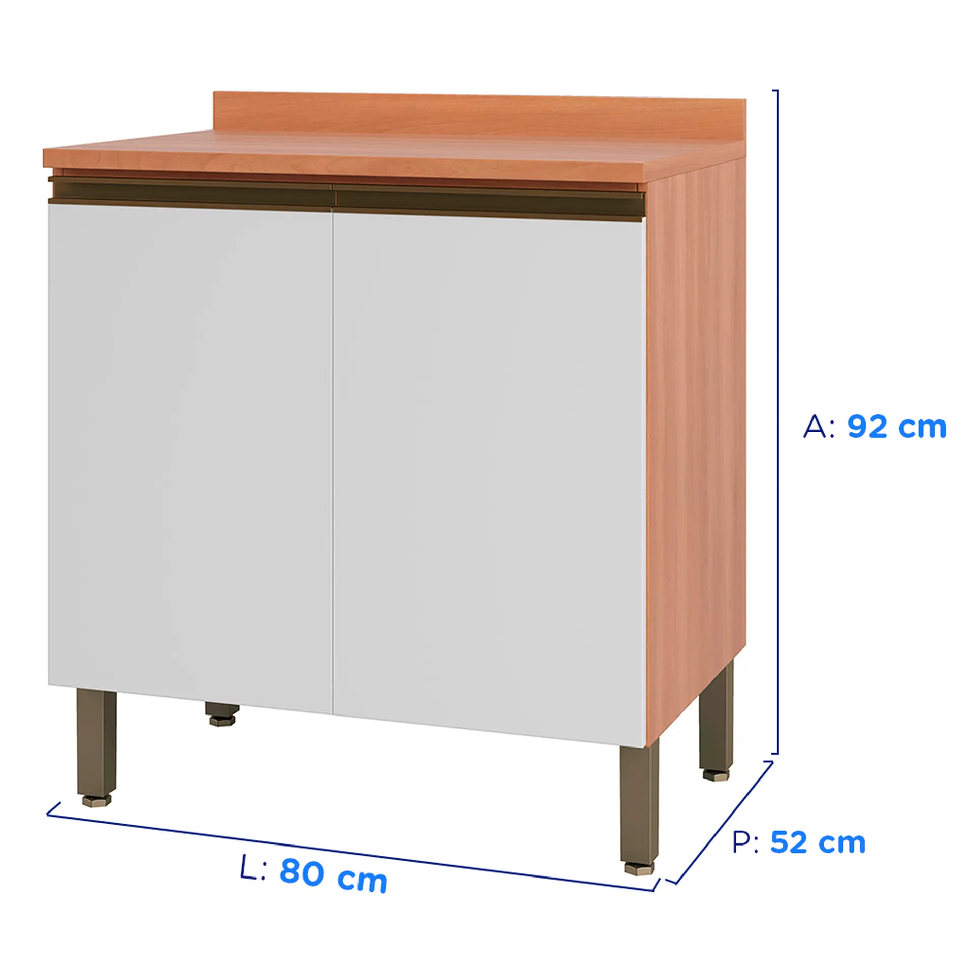 Balcão com Tampo 2 Portas em MDP 80cm Macadâmia Telasul - Freijo/Branco