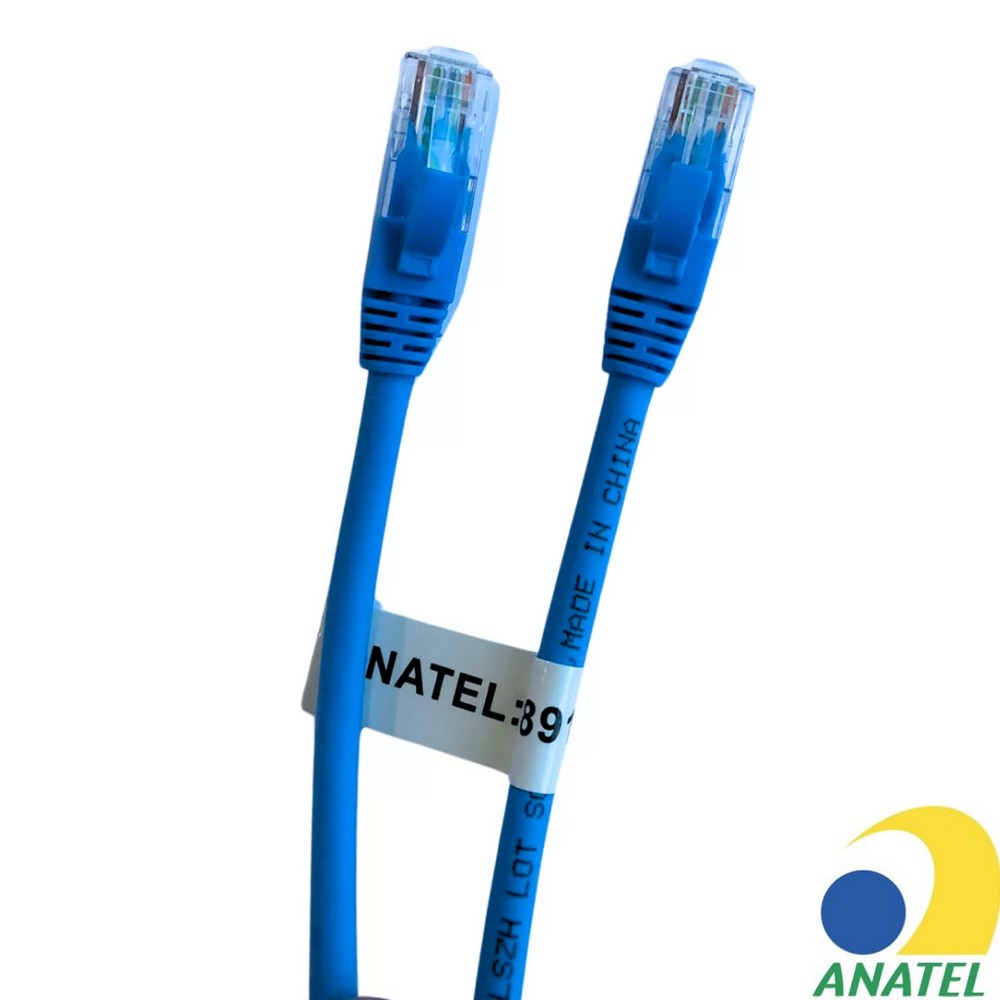 Cabo Patch Cord RJ45 Cat.6 2,5m Azul Seccon Seclan 100% Cobre Homologado ANATEL