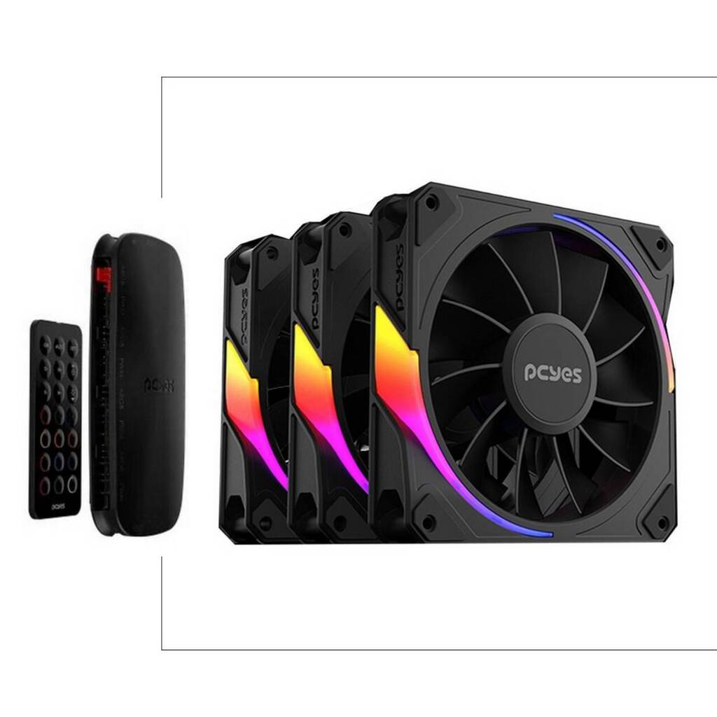 Kit Cooler 3 Fans ARGB Pcyes 120 x 120 x 25mm com Controle e Controladora K3ARGBSF3BR