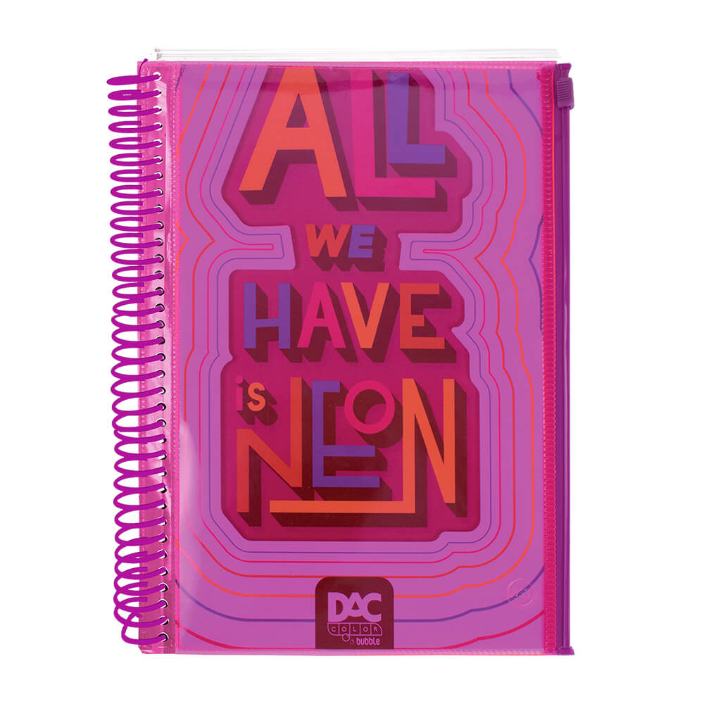 Caderno Universitário DAC Color Bubble Colegial Capa Dura 160 Folhas com 10 Matérias Rosa