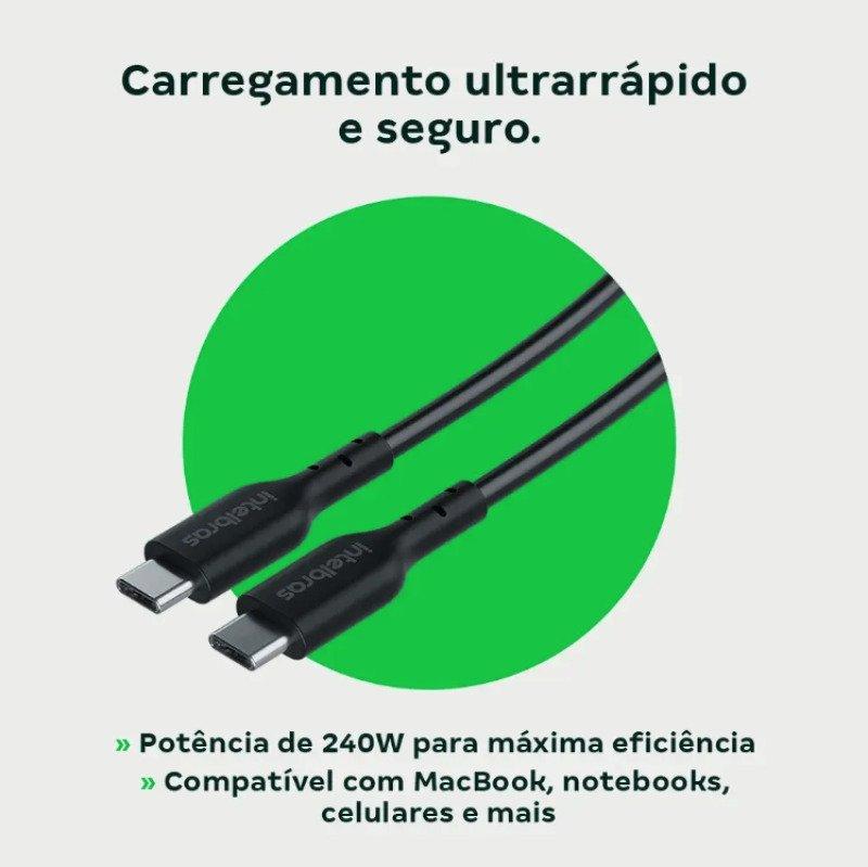 Cabo USB-C para USB-C 2m TPE Preto EUCC 20PP Intelbras