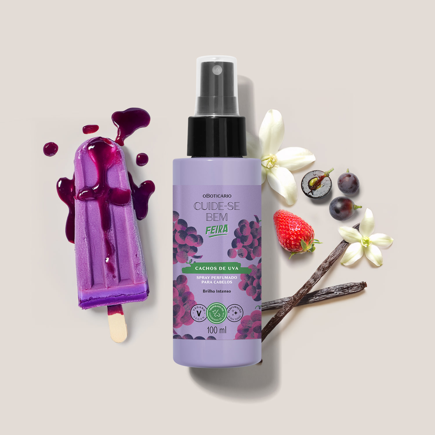 Spray Perfumado Para Cabelos Cuide-se Bem Feira Cachos de Uva 100ml