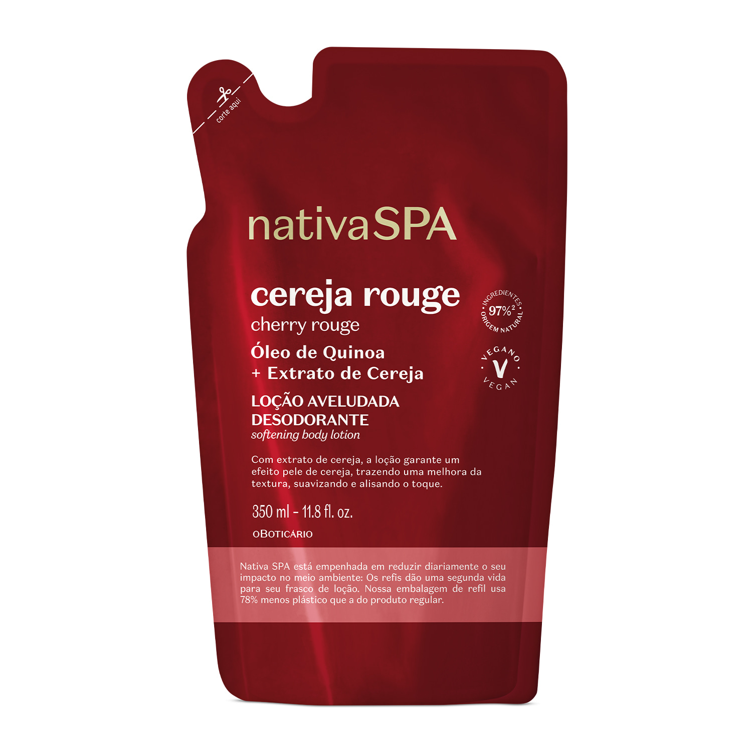 Combo Nativa Spa Cereja Rouge: Loção Corporal 400ml + Refil 350ml