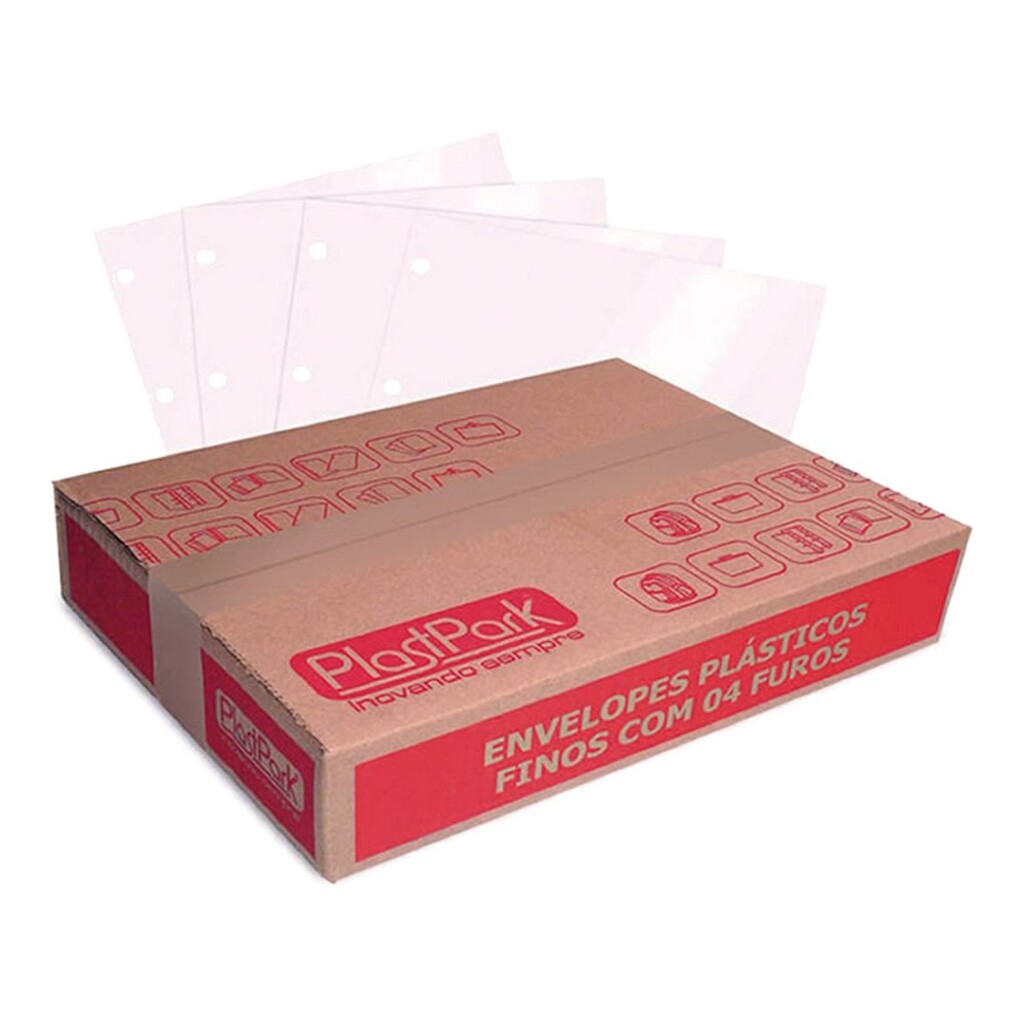 Saco Plástico Ofício 4 Furos 240mm x 320mm Fino Plastpark - Caixa com 1000 Unidades - 605