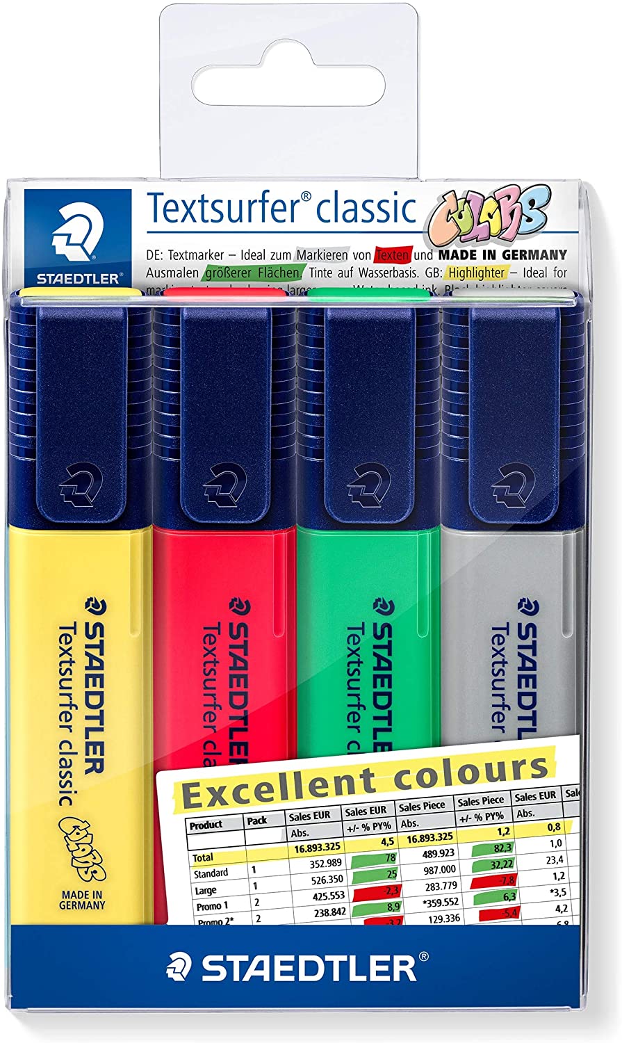 Marcador para Texto Staedtler Textsurfer Classic Excel 4 Cores