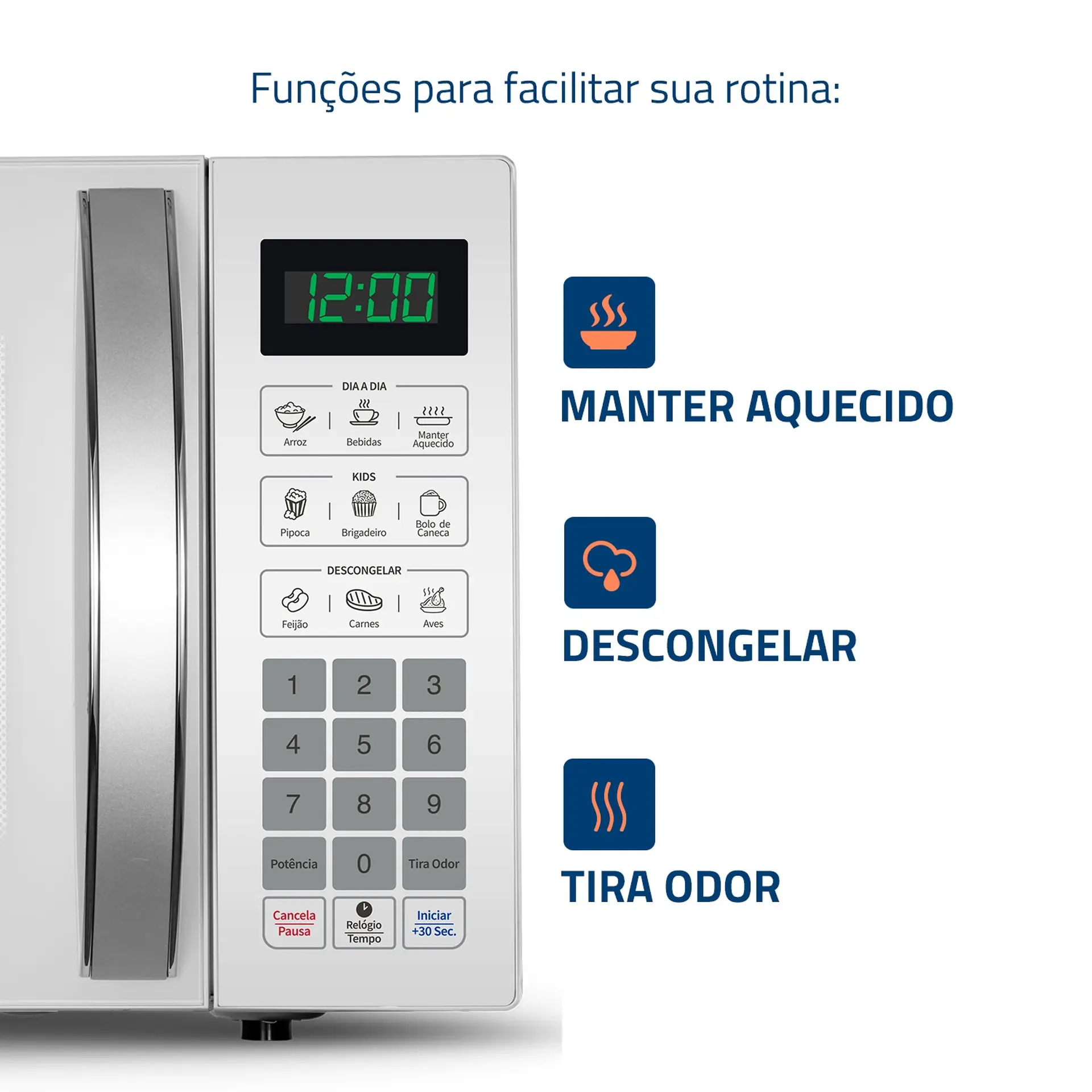 Micro-ondas de Bancada Mondial 34L 1400W Função Tira Odor MO0234 - Branco - 110 Volts