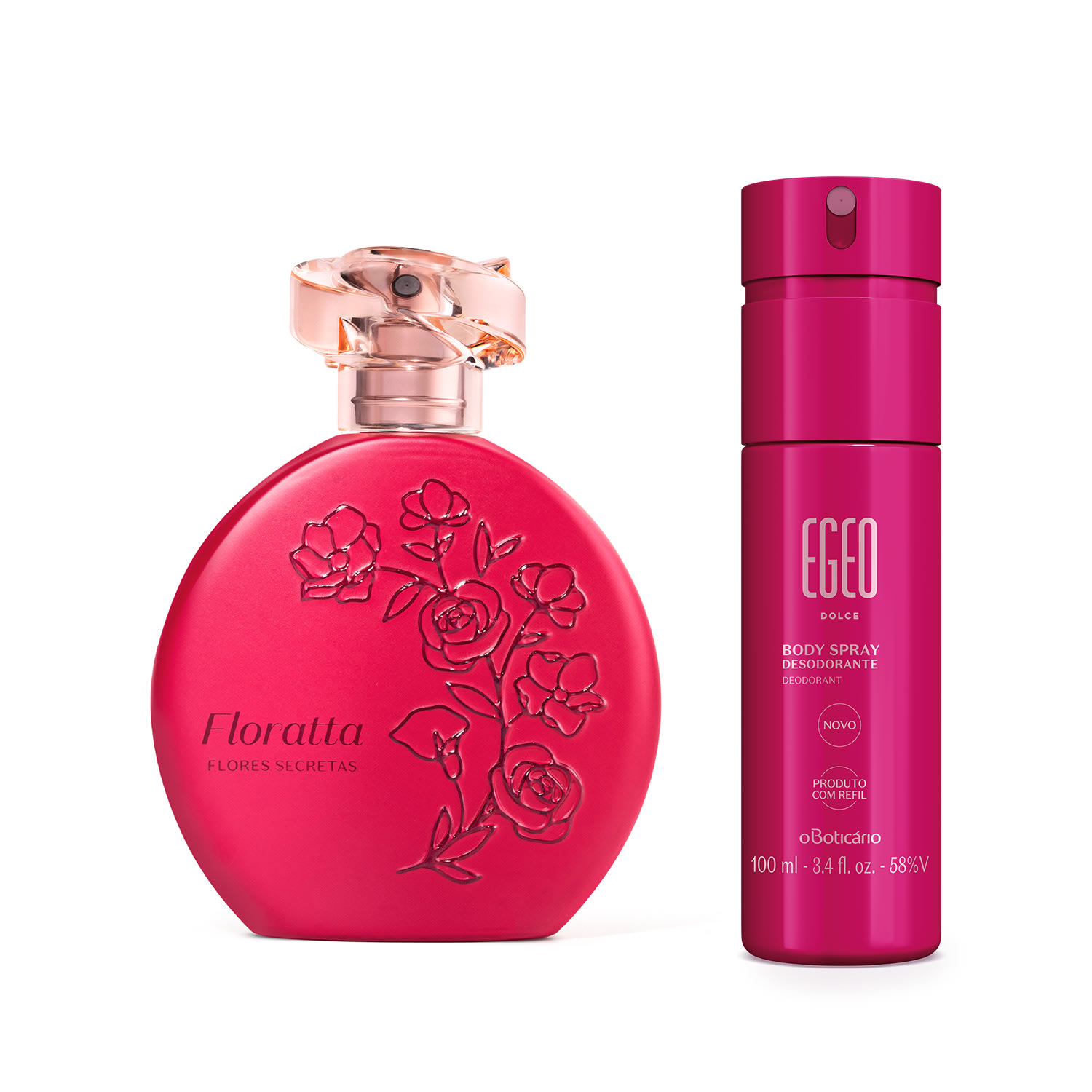 Combo Floratta Flores Secretas Desodorante Colônia 75ml + Egeo Desodorante Body Spray Dolce 100ml