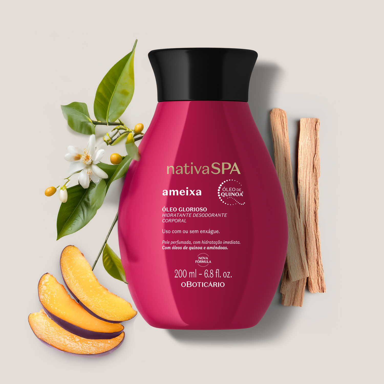 Óleo Glorioso Hidratante Desodorante Corporal Nativa Spa Ameixa 200ml