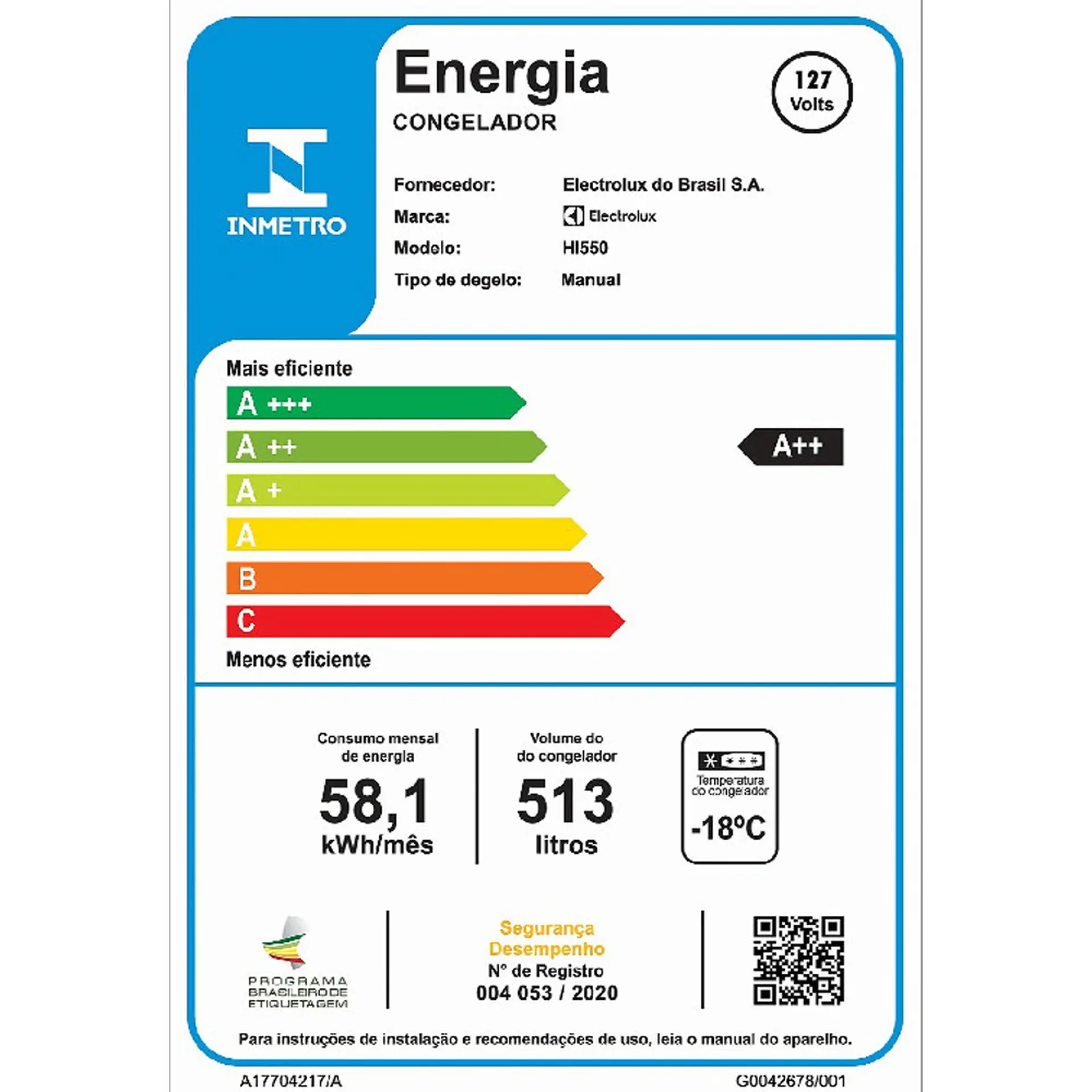 Freezer Electrolux 513L 1 Porta Horizontal Cycle Defrost Inverter HI550 - Branco - 110 Volts
