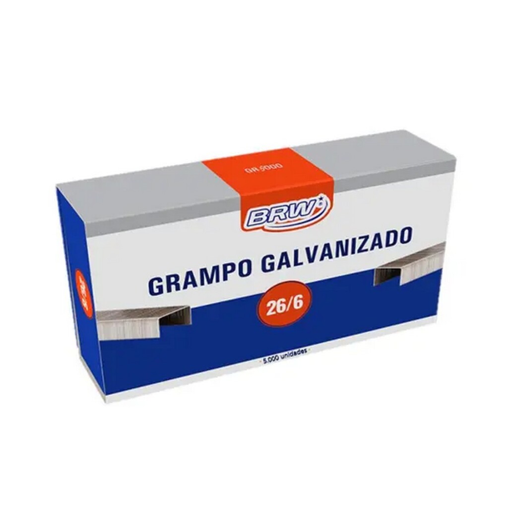 Grampos Galvanizado 26/6 Caixa com 5000 Unidades - BRW - GR5000