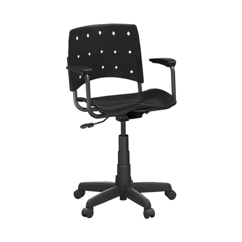 Cadeira Giratória com Braço Preto Ergoplax Plaxmetal - 33970121131