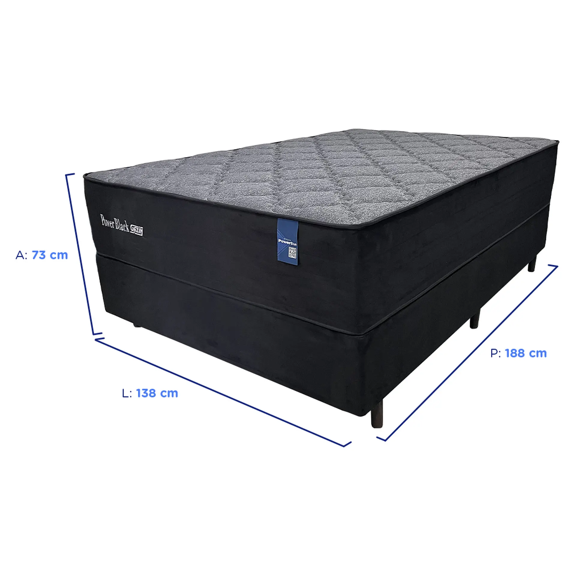 Colchão Cama Box Gazin Molas PowerBlue Casal Power Black 138x188 - Preto