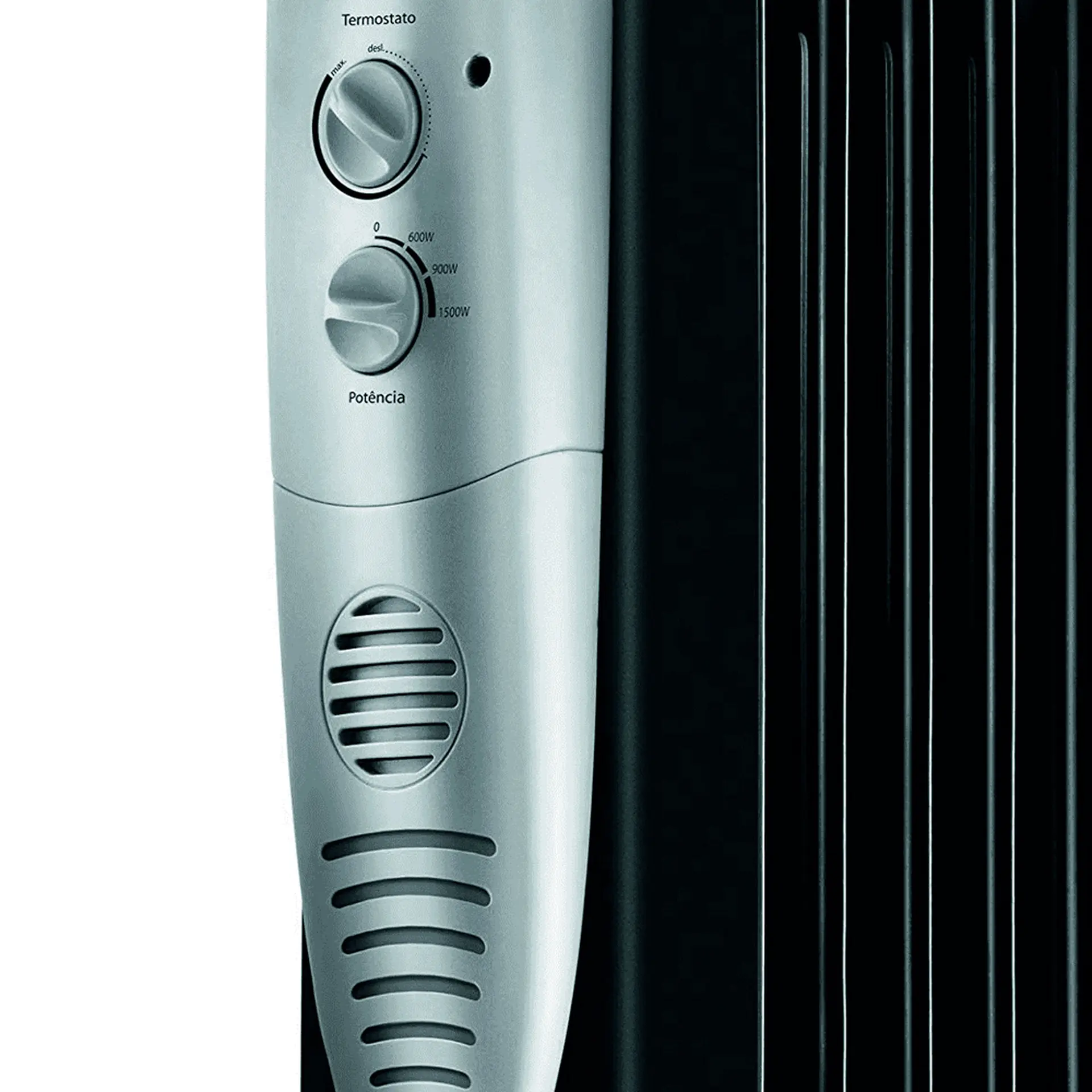Aquecedor de Ar a Óleo A6 Mondial 1500W com 3 Níveis de Aquecimento - Preto/Prata - 110 Volts