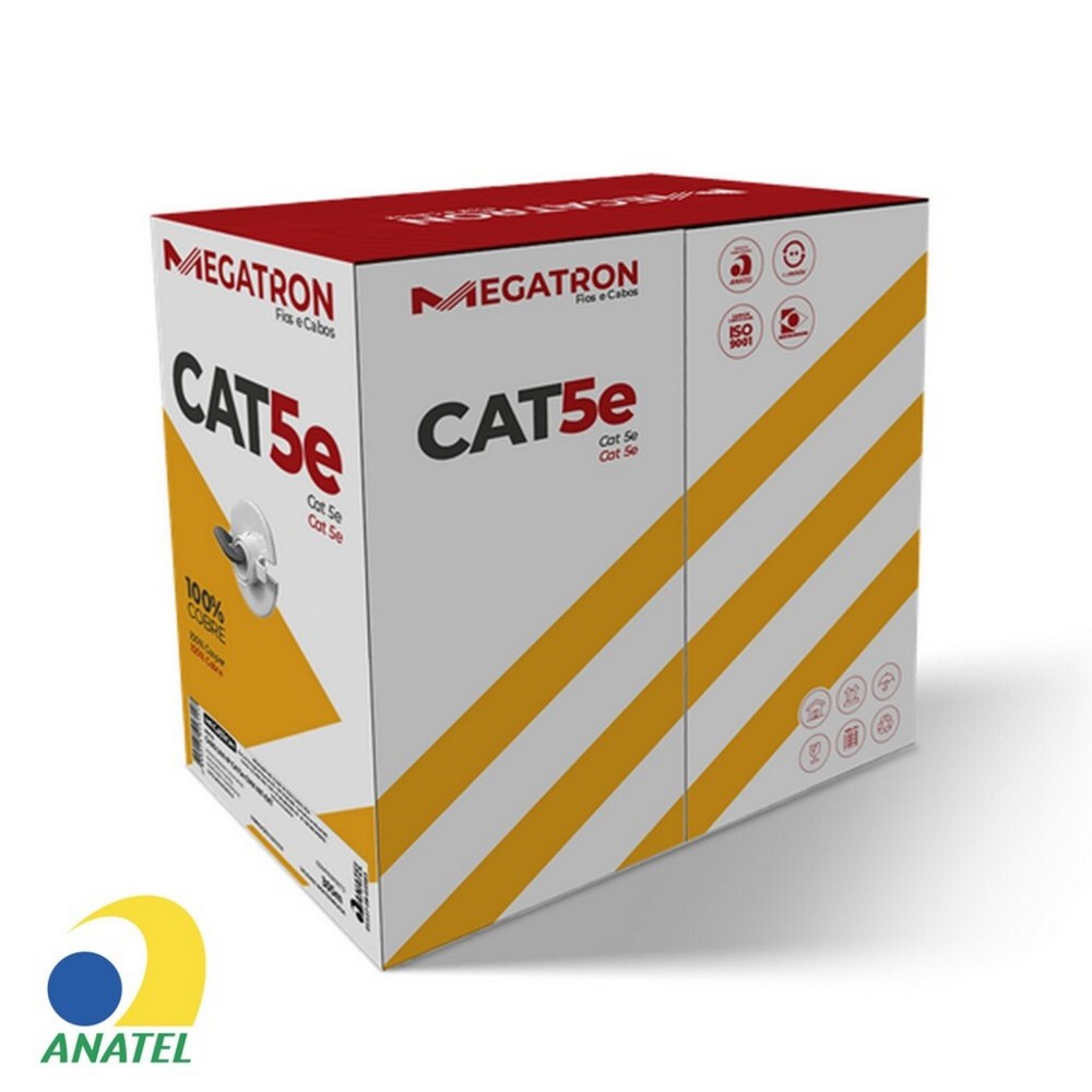 Cabo de Rede 24AWG Megatron Cat.5E 4 Pares Azul 2581 Caixa 305m 100% Cobre Homologado ANATEL