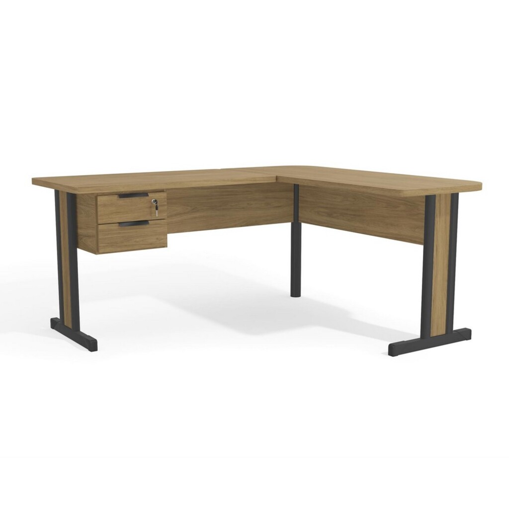 Mesa para Escritório em L 150x170cm Itapuã Kit Office com Chave Kappesberg - 1170A-IT
