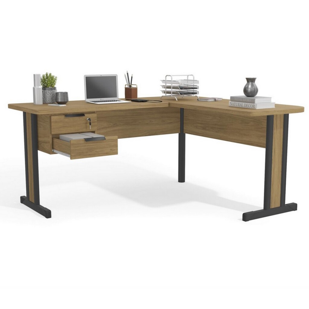 Mesa para Escritório em L 150x170cm Itapuã Kit Office com Chave Kappesberg - 1170A-IT