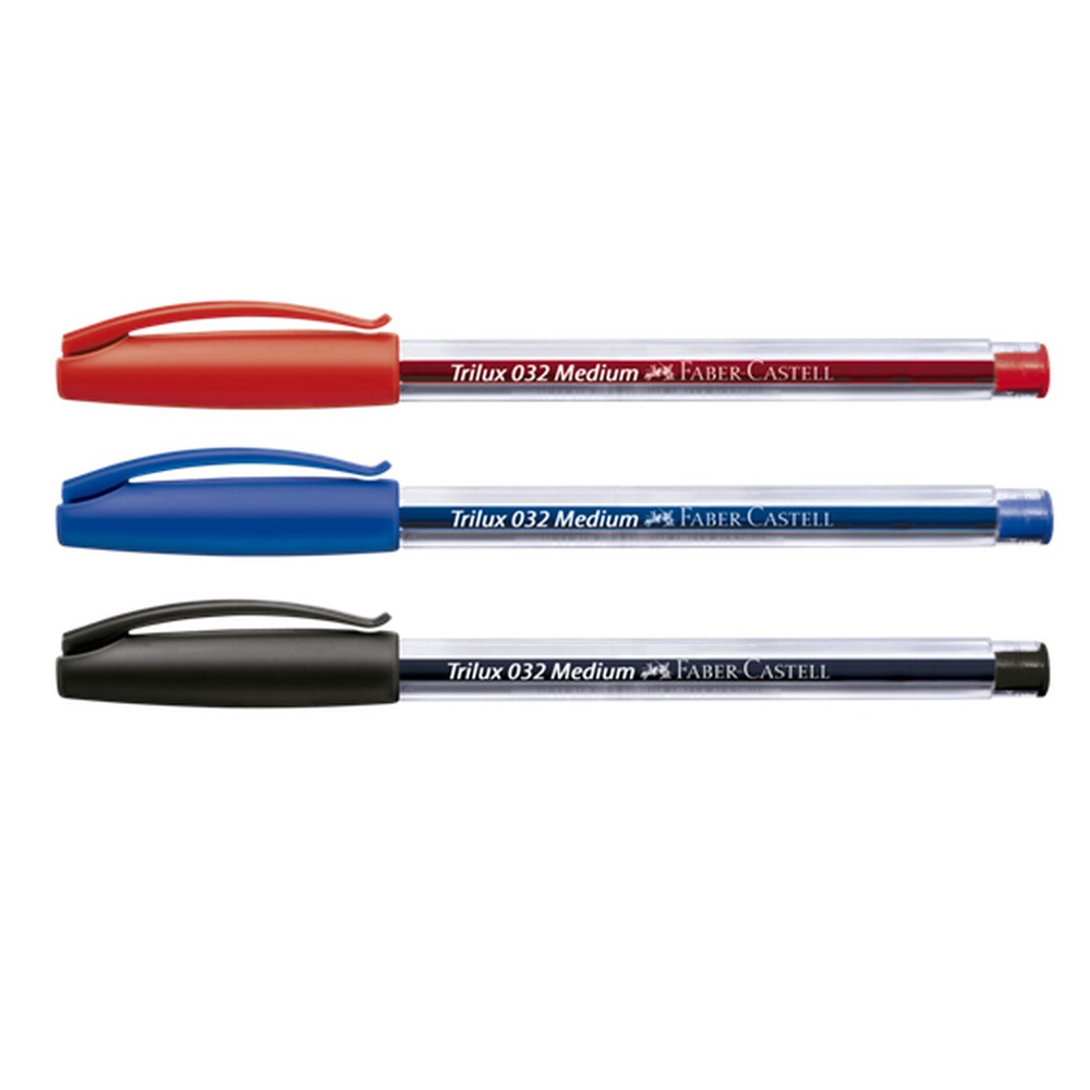 Caneta Esferográfica 1.0mm Trilux 3 Cores Faber Castell Blister 3 Unidades SM032