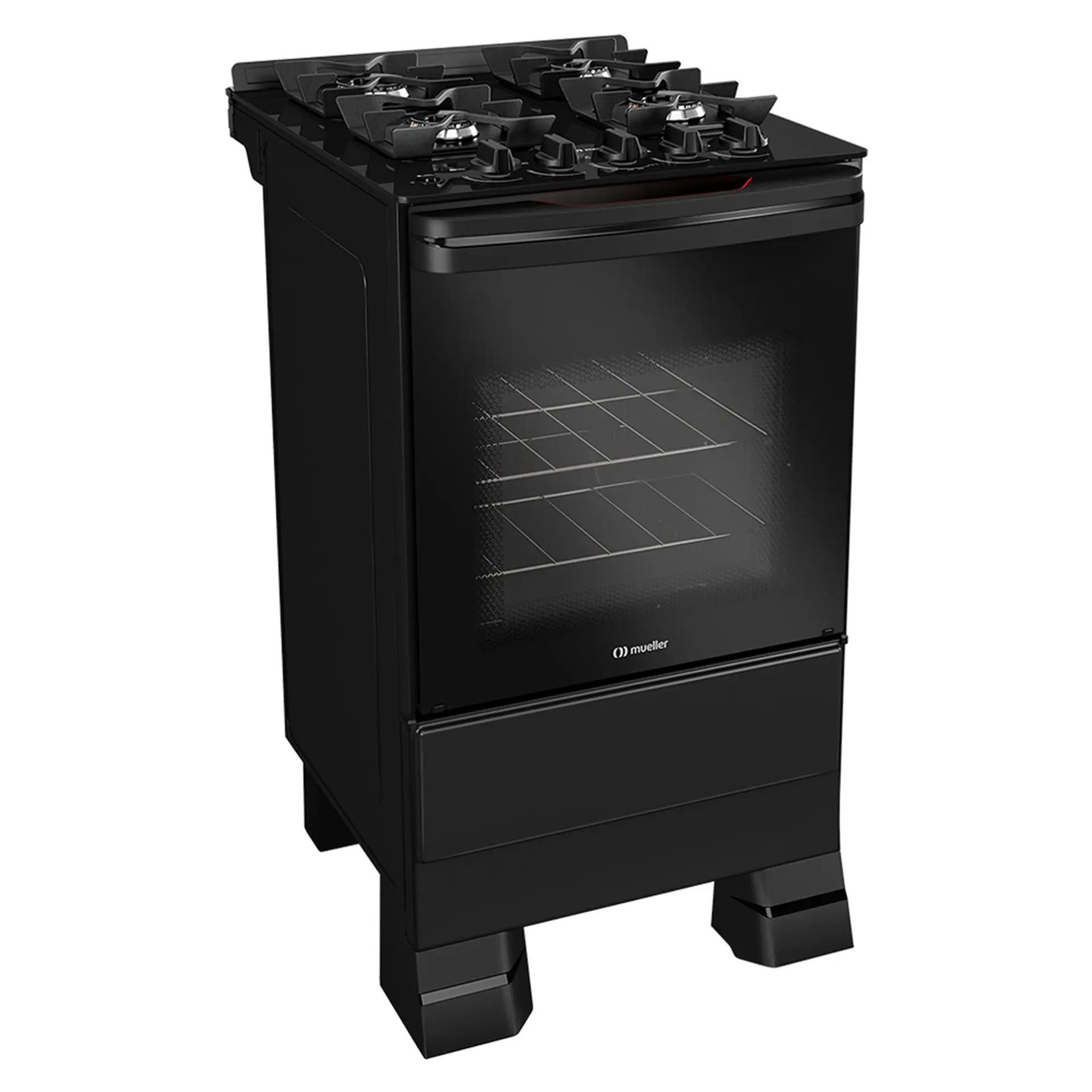 Fogão Mueller MFV4BF 4 Bocas Automático Mesa de Vidro Forno Total Clean - Preto - Bivolt
