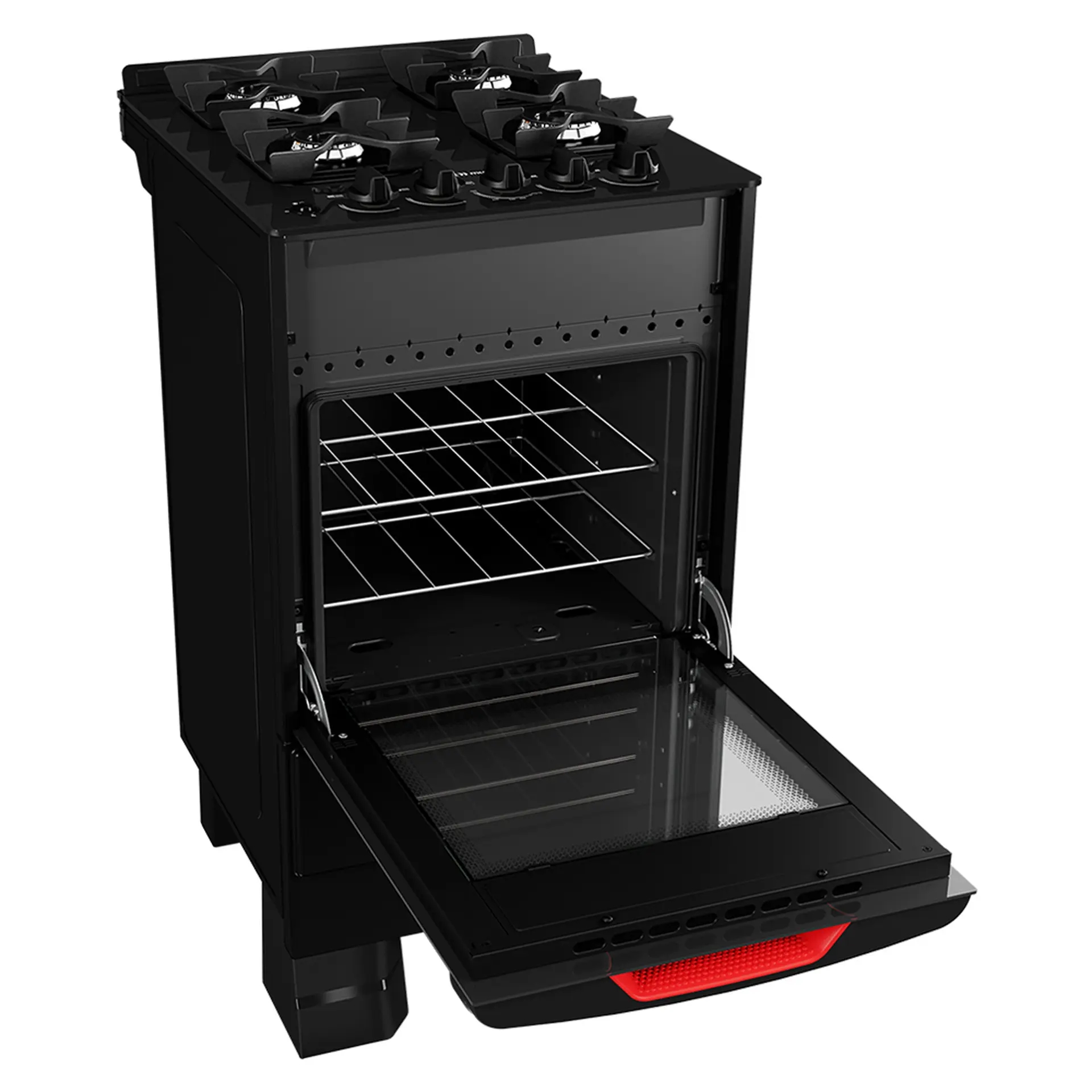 Fogão Mueller MFV4BF 4 Bocas Automático Mesa de Vidro Forno Total Clean - Preto - Bivolt