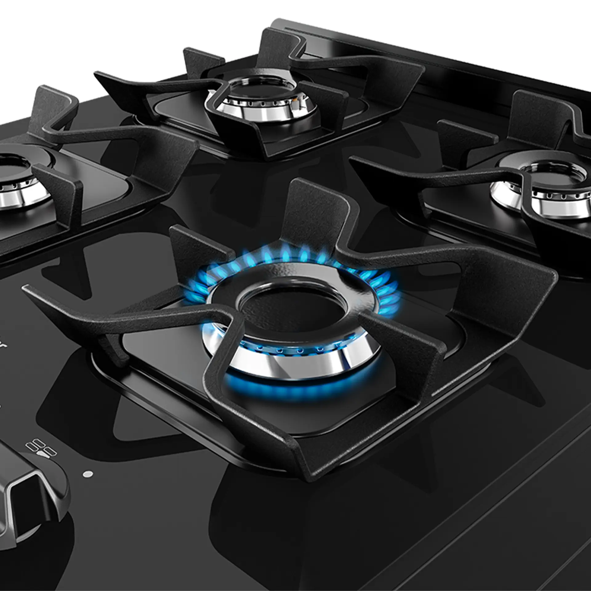 Fogão Mueller MFV4BF 4 Bocas Automático Mesa de Vidro Forno Total Clean - Preto - Bivolt