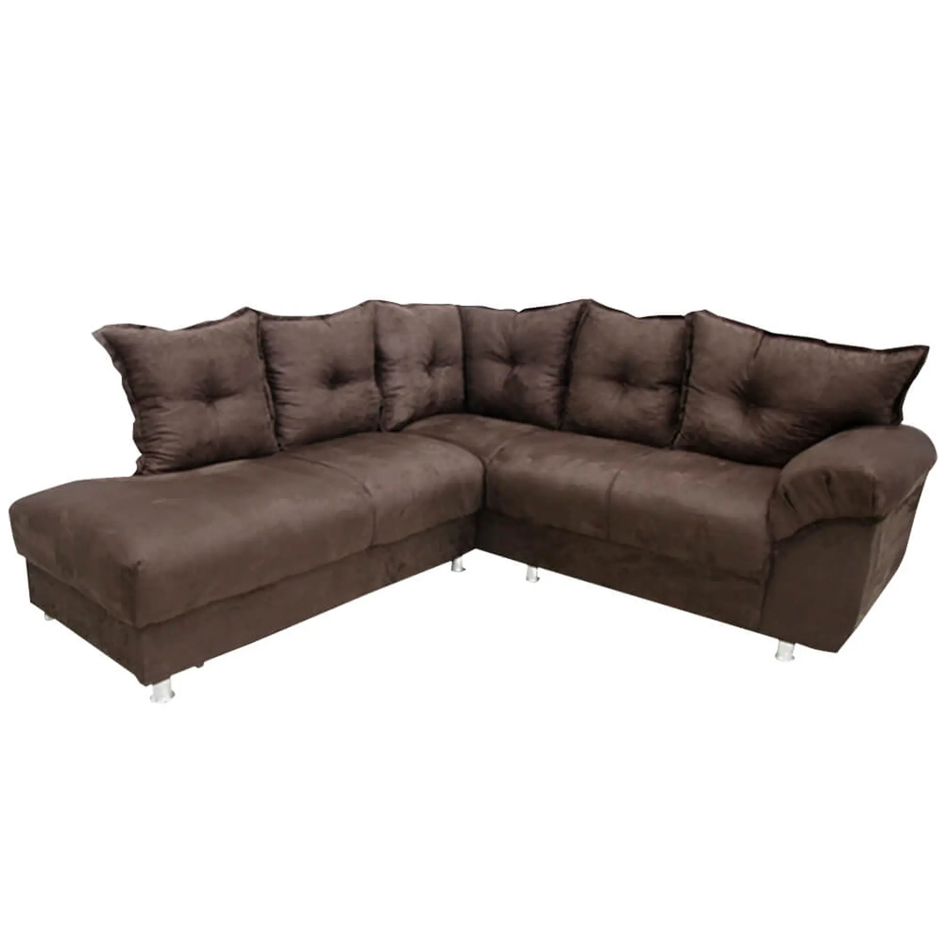 Sofá de Canto 5 Lugares 210cm Revestimento em Suede Gazin Chicago - Marrom Tec Suede Camurça E 982578 (Ln3)