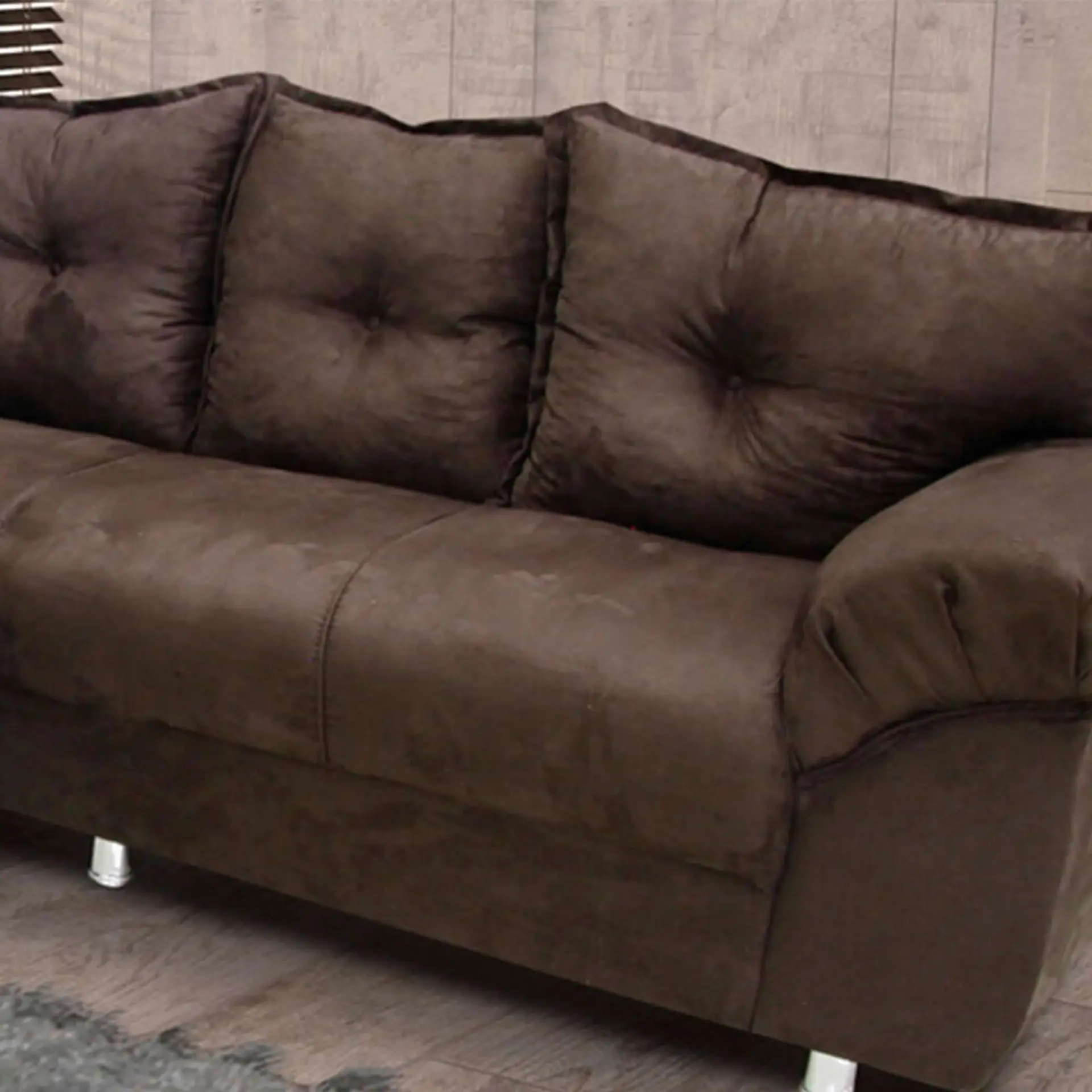 Sofá de Canto 5 Lugares 210cm Revestimento em Suede Gazin Chicago - Marrom Tec Suede Camurça E 982578 (Ln3)