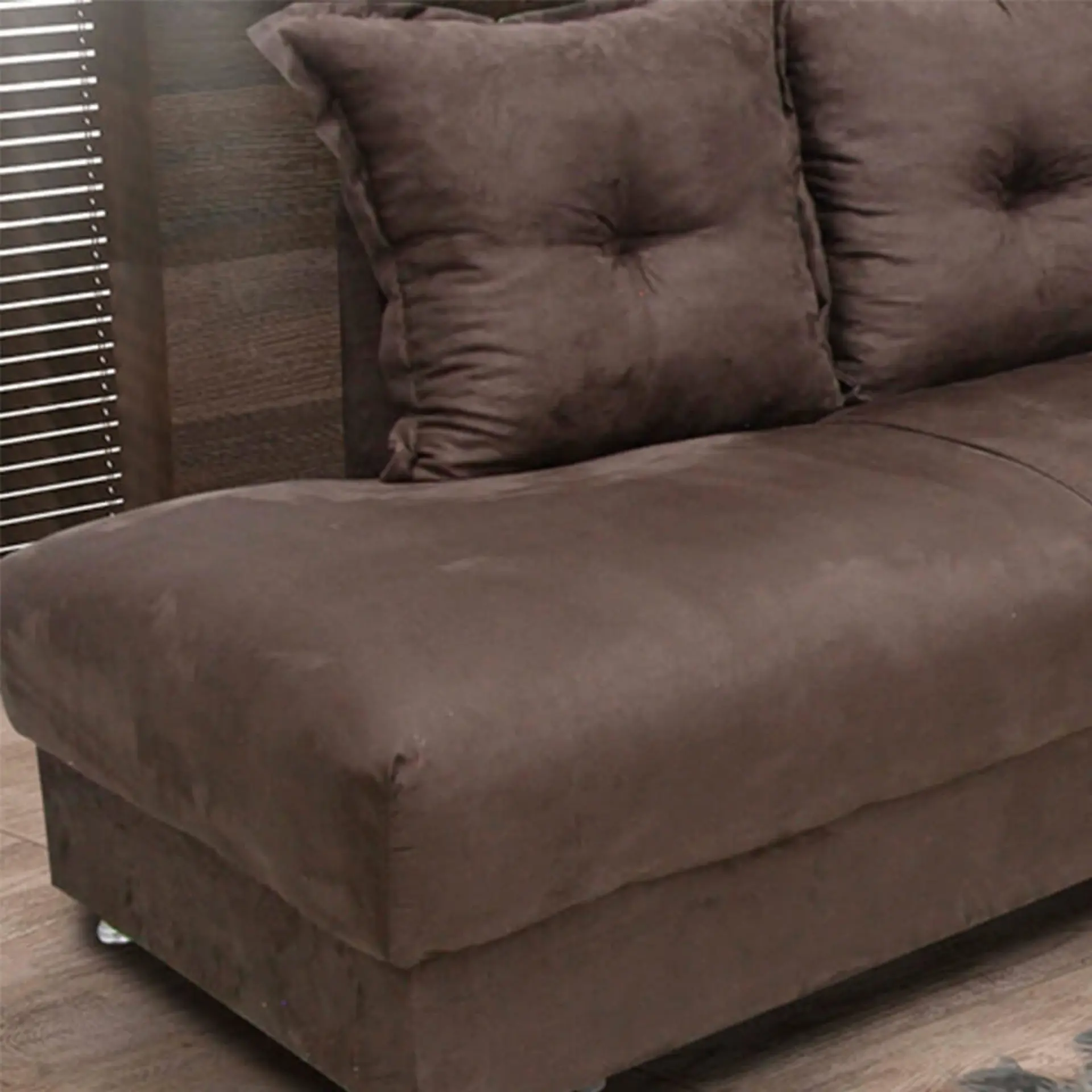 Sofá de Canto 5 Lugares 210cm Revestimento em Suede Gazin Chicago - Marrom Tec Suede Camurça E 982578 (Ln3)