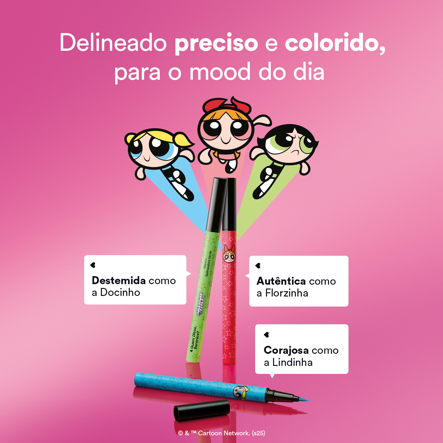 Kit Canetas Delineadoras Livre E Determinadas QDB As Meninas Super Poderosas 3 x 0,4g cada