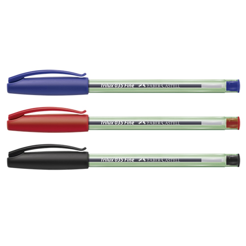 Caneta Esferográfica 0.8mm Trilux 3 Cores Faber Castell Blister 3 Unidades SMTRIPF