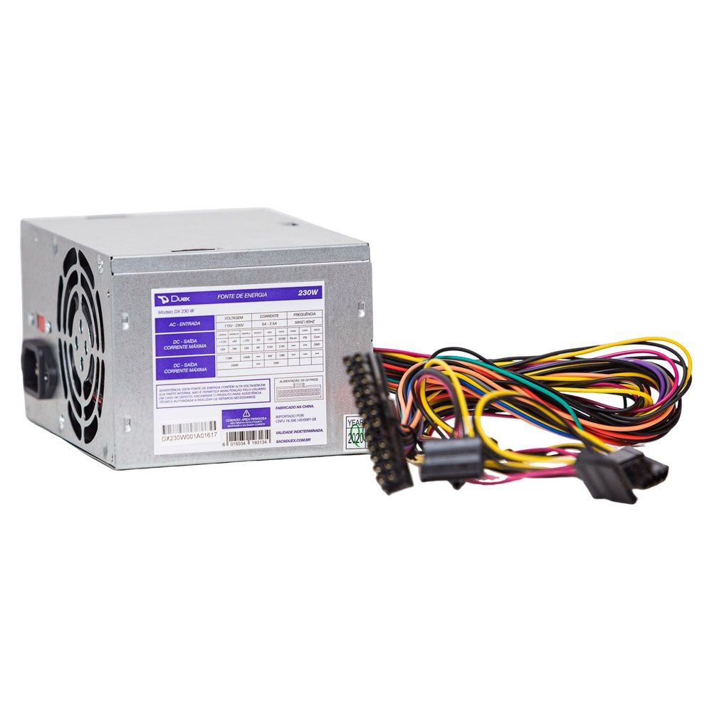 Fonte para Micro Computador ATX 230W Real Duex DX230SEBC com Cabo de Força
