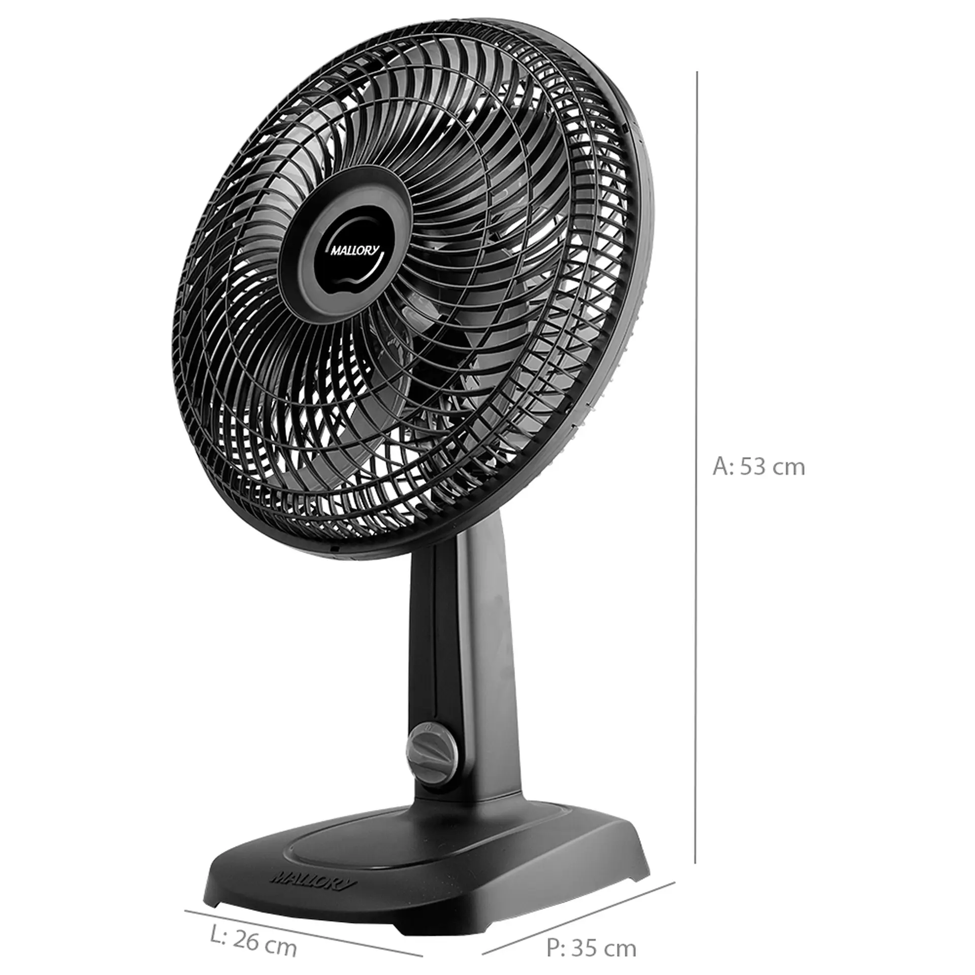 Ventilador de Mesa Mallory Turbo Compact 30cm 6 Pás 3 Velocidades B9440186 - Preto/Grafite - 110 Volts