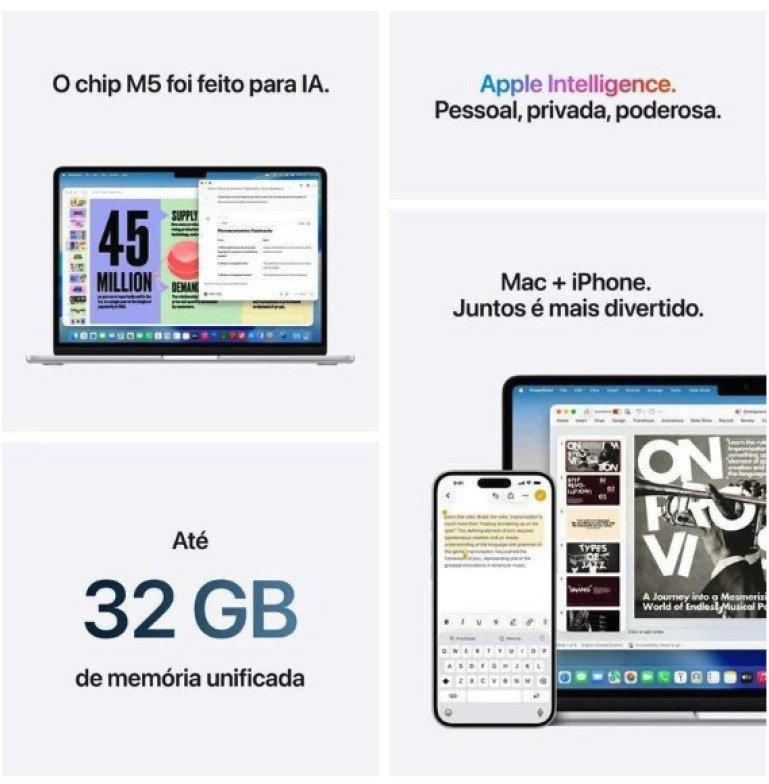 MacBook Air 13″ Chip M5 16 GB RAM 1 TB SSD Starlight