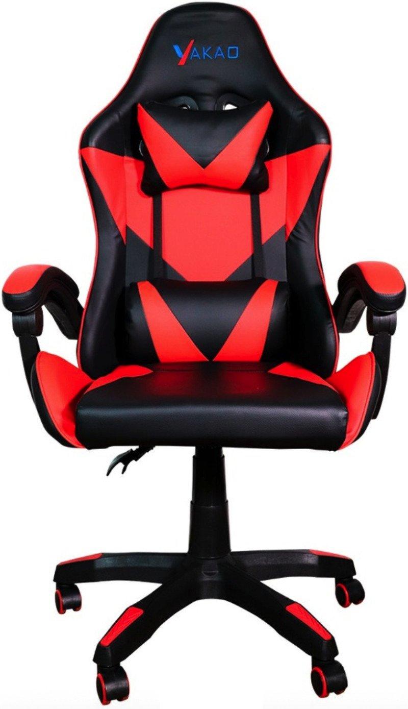 Cadeira Gamer Giratória Preto e Vermelho com Braço Ajuste de Altura e Encosto Reclinável Yakao - GC007Red