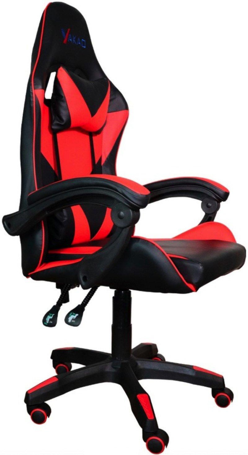 Cadeira Gamer Giratória Preto e Vermelho com Braço Ajuste de Altura e Encosto Reclinável Yakao - GC007Red