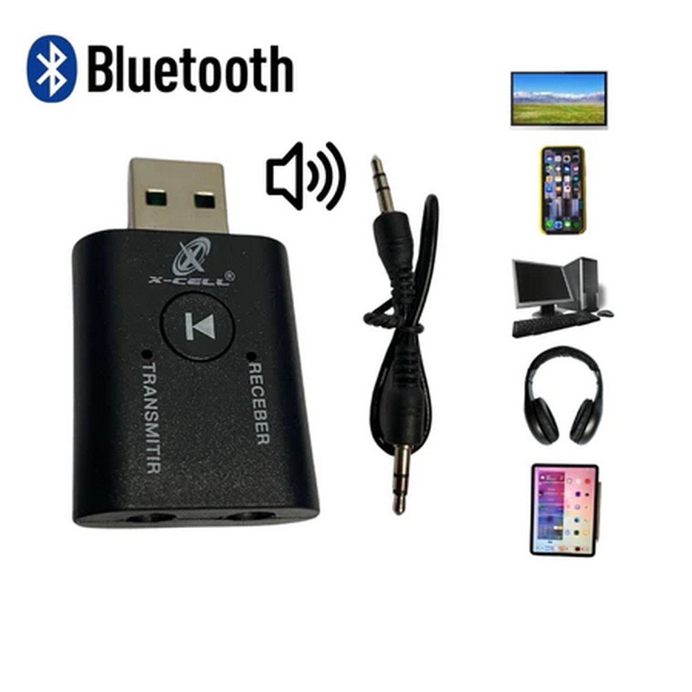 Receptor USB P2 Bluetooth 10m Áudio Estéreo X-Cell XCBTT06