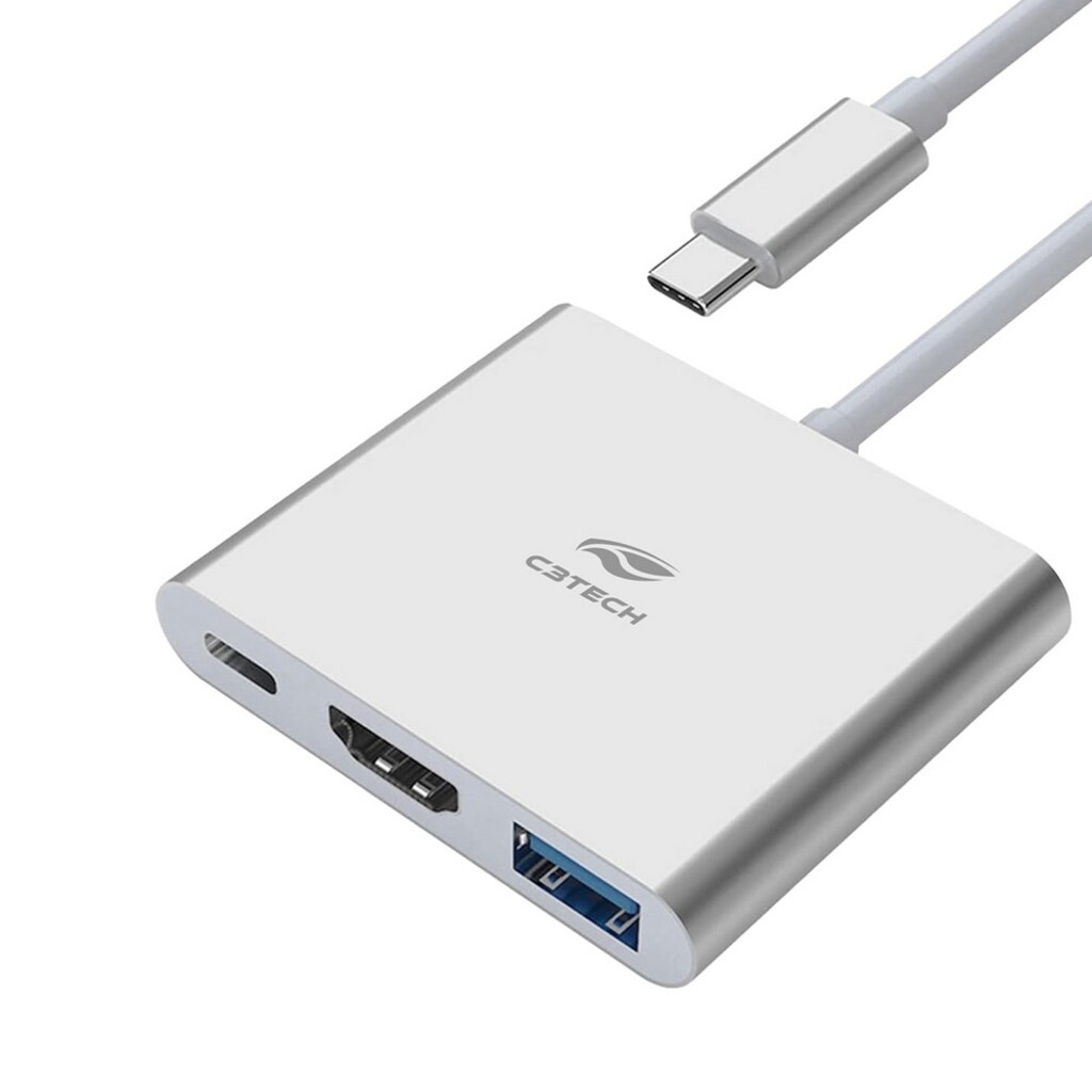 Conversor USB Type-C 3.1 Macho para HDMI 4K, USB 3.0 e Type-C C3tech - HU-D10SI